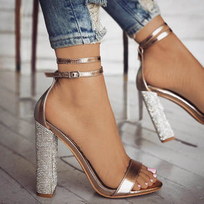 Rhinestone Ankle Strap Heels