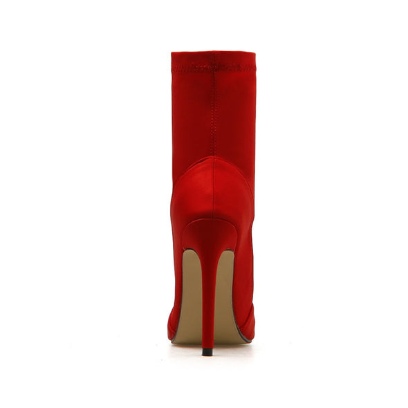 Red Silk Fetish Ankle Boots (4 Other Colors To Choose From)