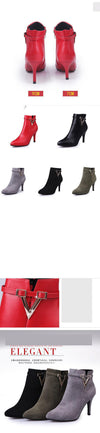 Pointed Toe Faux Leather Zipper Style Ankle Boots