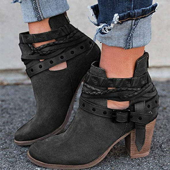 Rustic Buckle Boots