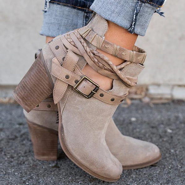 Rustic Buckle Boots