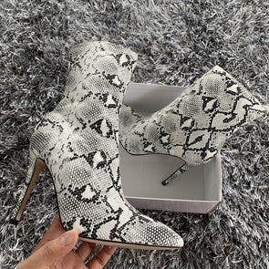 Snake Print Ankle Boots