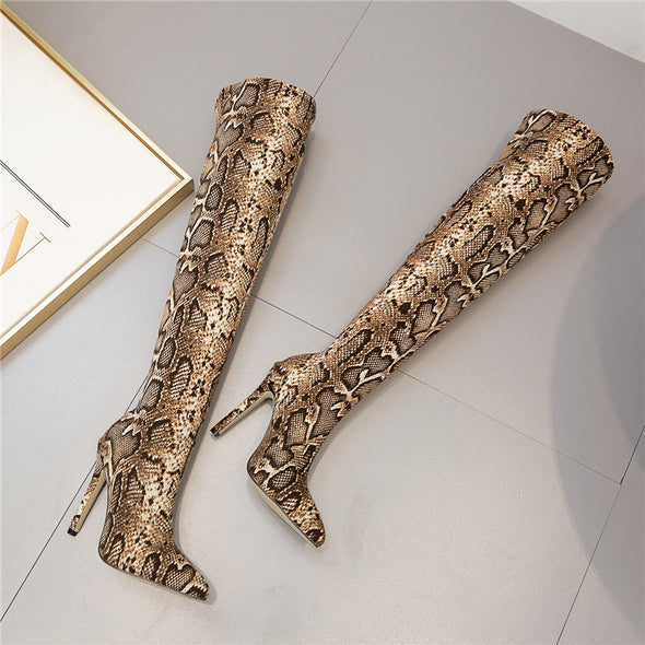 Over The Knee Snake Print Boots  ( Use code: PEACH for $15 off)