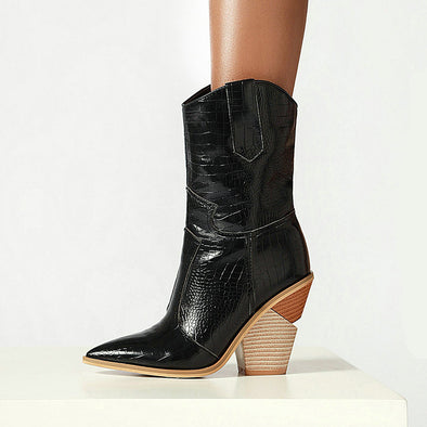 Pu Leather Cowboy Boots