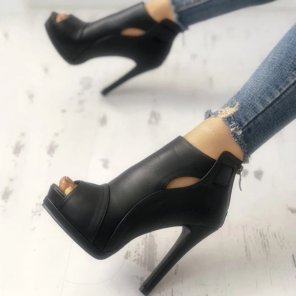 Zipper Peep Toe gladiator Heels