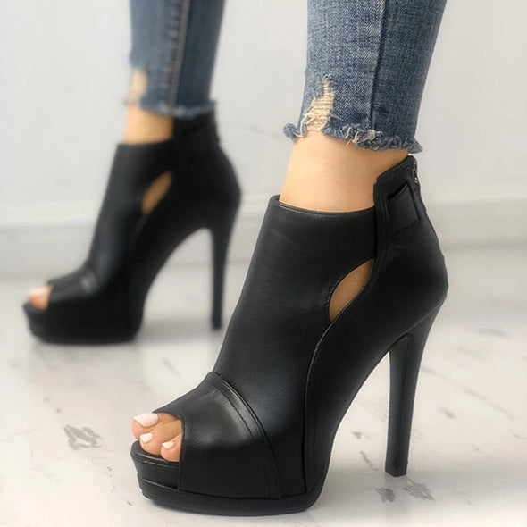 Zipper Peep Toe gladiator Heels