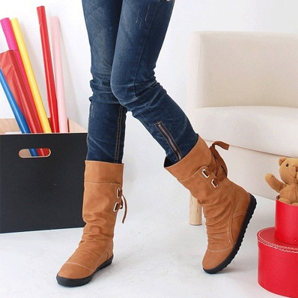 Mid-Calf Boots Lace-up Boots