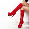 Red Cashmere leather boots