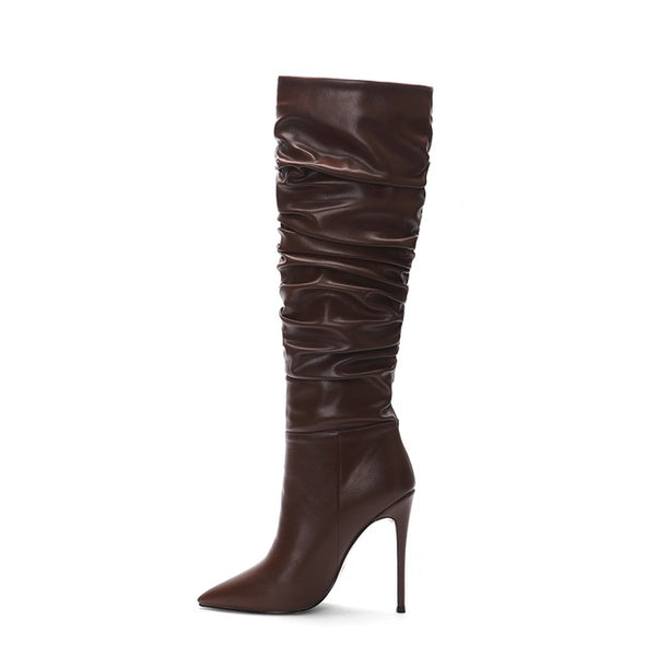 Pleated High Heel Boots