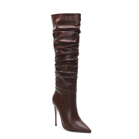 Pleated High Heel Boots