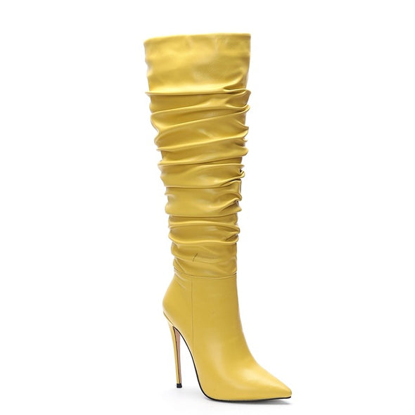 Pleated High Heel Boots