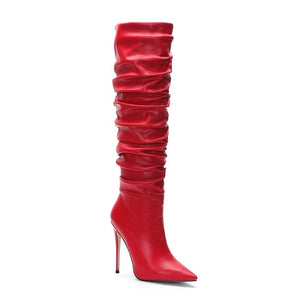 Pleated High Heel Boots