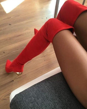 Red Knee High Boots