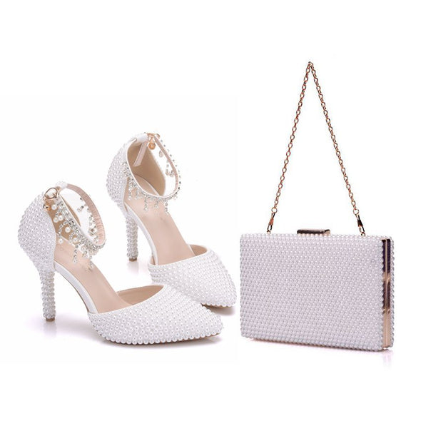 Chrystal Pearl Heels & Handbag Set