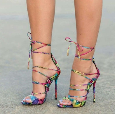 Rainbow Snakeskin Heels