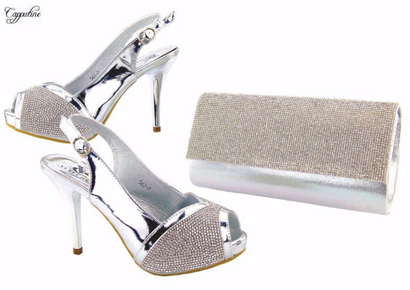 Platinum Heels & Handbag Set (3 Styles To Choose From)