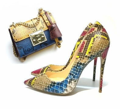 African Snakeskin Heels & Bag Combination (2 Styles To Choose From)