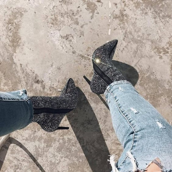 Rhinestone High Heel Boots (2 Styles To Choose From)