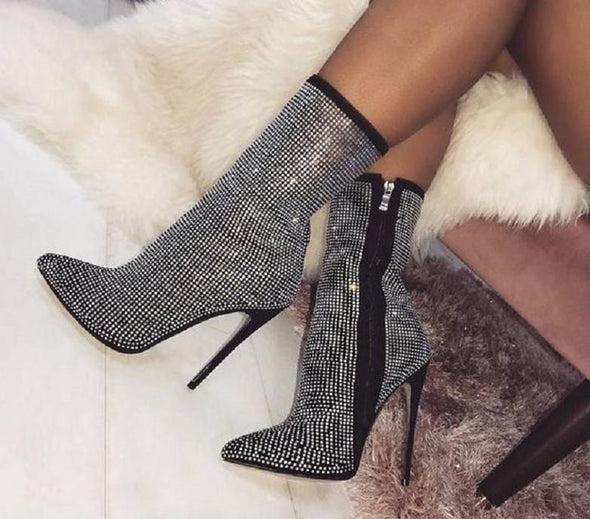 Rhinestone High Heel Boots (2 Styles To Choose From)