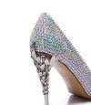 Diamond Studded Pumps w/Iron Flower Heels