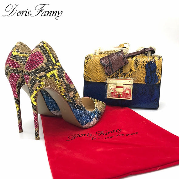 African Snakeskin Heels & Bag Combination (2 Styles To Choose From)