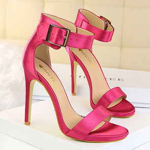 Ankle Strap Silk Stilettos (4 Colors To Choose From)