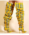 Plaid Knee High Heels (4 Colors To Choose From)