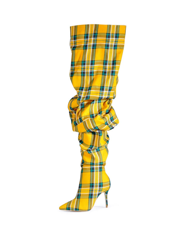 Plaid Knee High Heels (4 Colors To Choose From)