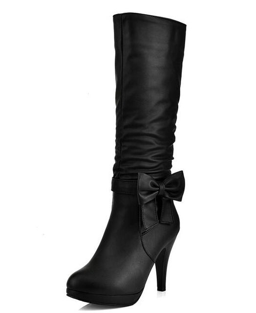 Bow Tie Spike Heel Boots