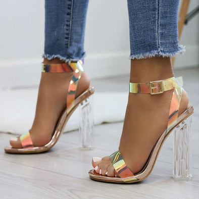 PVC Clear Strappy Buckle Heels