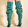 Plaid Knee High Heels (4 Colors To Choose From)