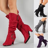 Faux Suede Buckle Boots