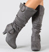 Faux Suede Buckle Boots