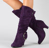 Faux Suede Buckle Boots