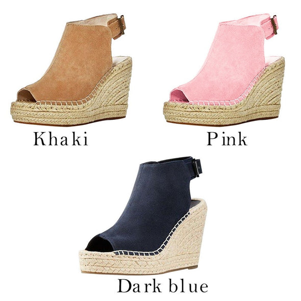 Suede Leather Summer Wedge Sandals (3 Colors To Choose From)