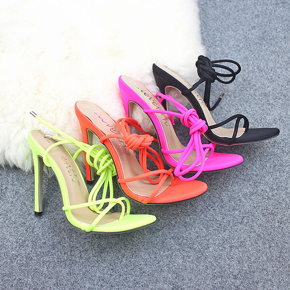 Candy Color Ankle Strap High Heels (4 Colors To Choose From)